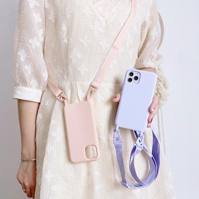 Applicable To Iphone16pro Liquid Silicone Lanyard Mobile Phone Case Apple 15 All-inclusive Foreign Trade XSmax Protective Case 13