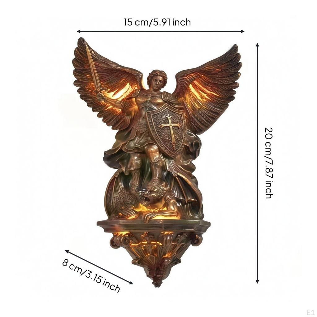 Archangel Wall Light Bronze Finish Celestial Lamp Decorative for Collectors,