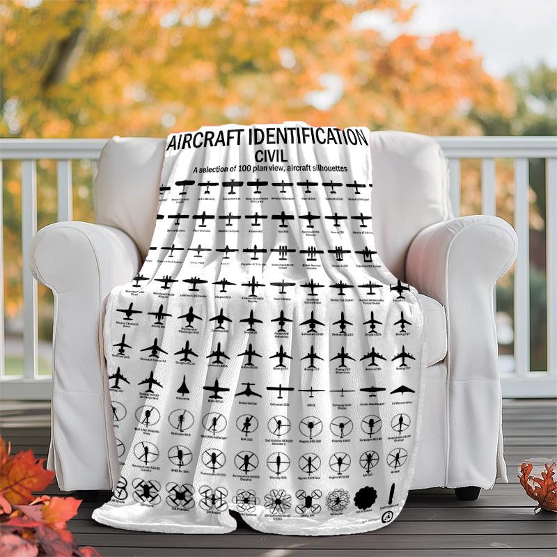 Flaneldecke mit Flugzeugmotiv, Weich, Warm, Ganzjahres-Überwurf, Design für Camping, Autoreisen, Wandern, Sofa, Bett, Büro, Perfektes Geschenk für Partys