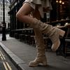 7CM Nude High-heeled Boots Women's 2025 New Thin Boots Maillard Western Cowboy Boots 2025 New