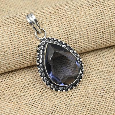 Amethyst-Edelstein-Anhänger aus 925er-Sterlingsilber, handgefertigter lila Stein-Schmuck für Geschenke