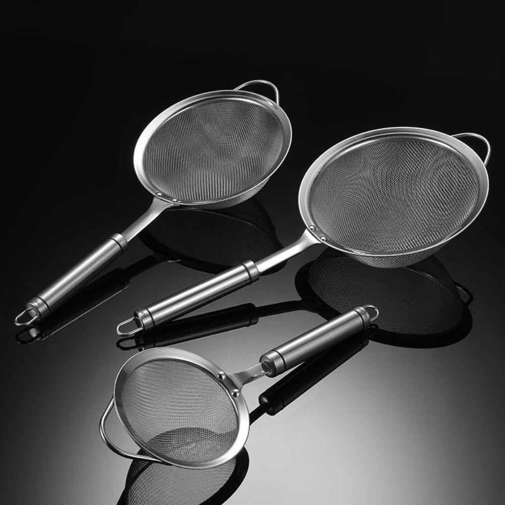 Ergonomic Handle Frosting Filter Stainless Steel Food Strainer Kitchen Gadgets Flour Sieve  Baking