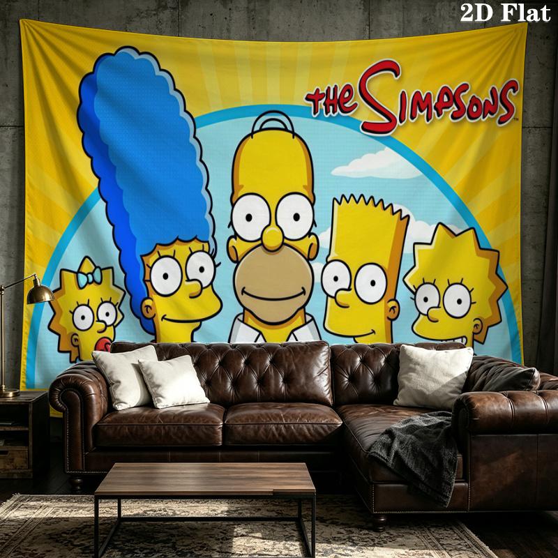 The Simpsons Wall Tapestry Aesthetic Wall Hanging Printed Fabric Blanket Decorative Tapestries for Bedroom Living Room Home Decor
