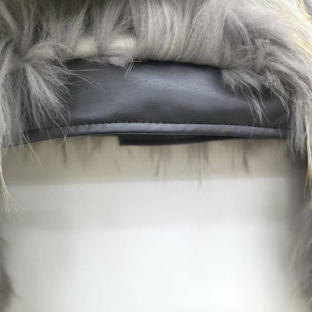 Women's Short Real Raccoon Wool Coat Sheepskin Square Collar Youthful Slim Fur Striped Coat for Women