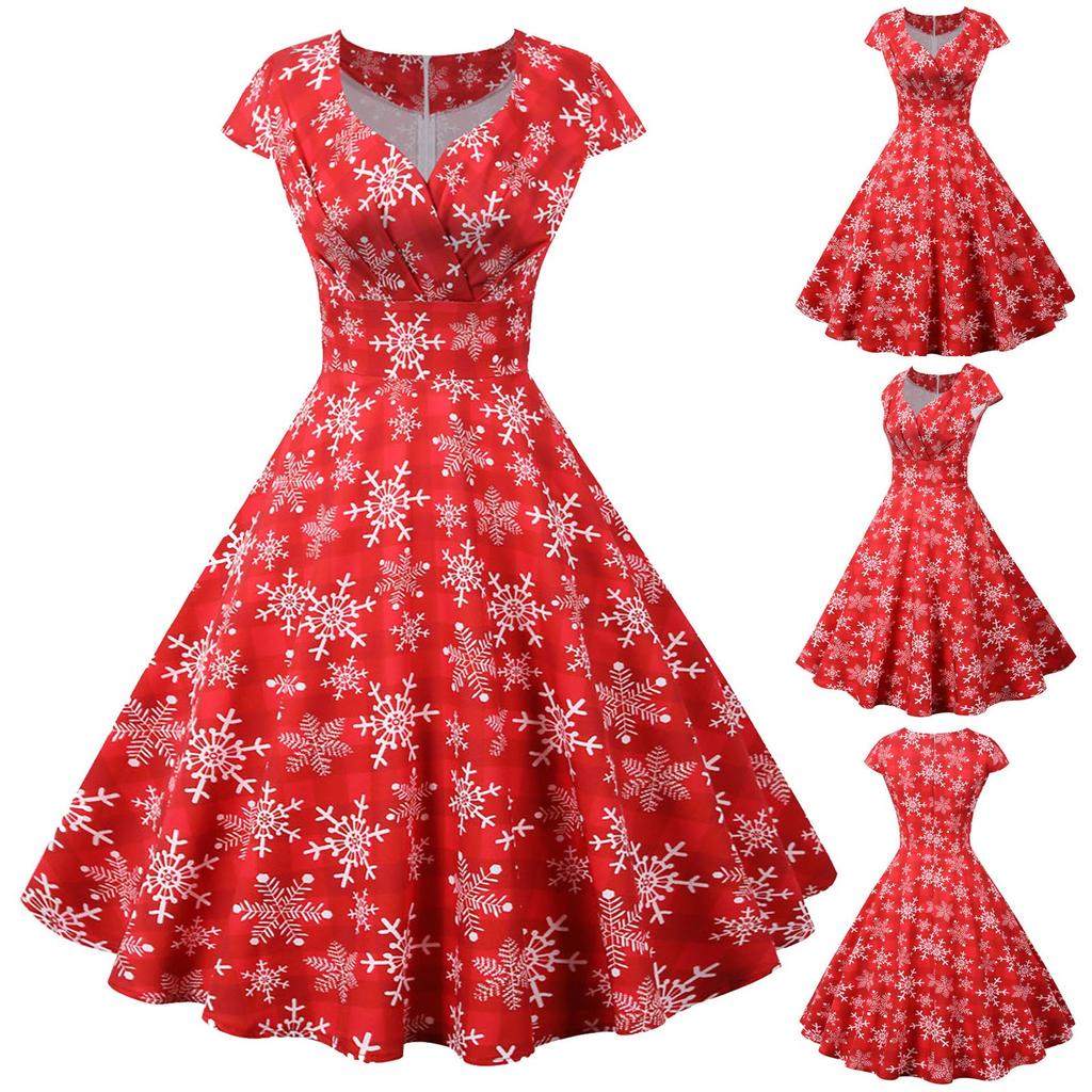 Kvinner Vintage Kortermet Jul 1950 Housewife Evening Party Ball Dress