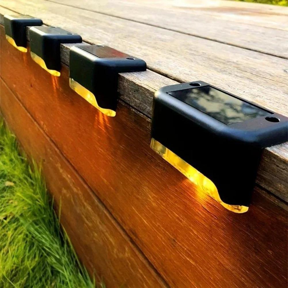 Warm White LED Solar Step Lamp Path Stair Outdoor Garden Lights Waterproof Balcony Light Decoration for Patio Stair Fence Light