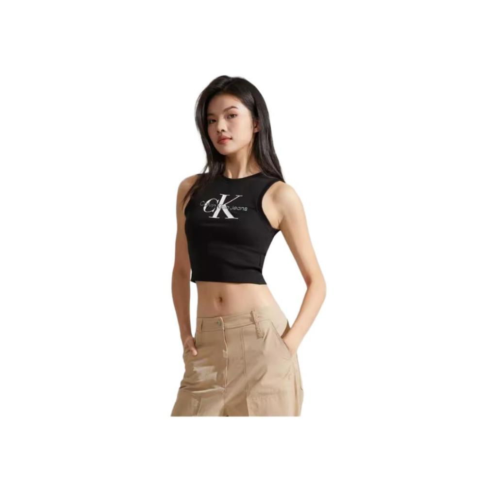Calvin Klein Kot Pantolon Minimalist Logolu Baskılı Ribanalı Esnek Atlet Kadın Üstleri Uzay Siyahı ZW02476