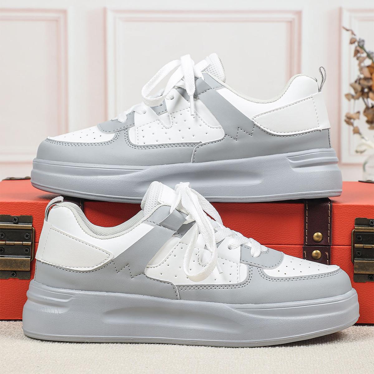 Thick-soled heightening shoes Soft-soled comfortable casual sports single shoes Lace-up outdoor trendy shoes 35