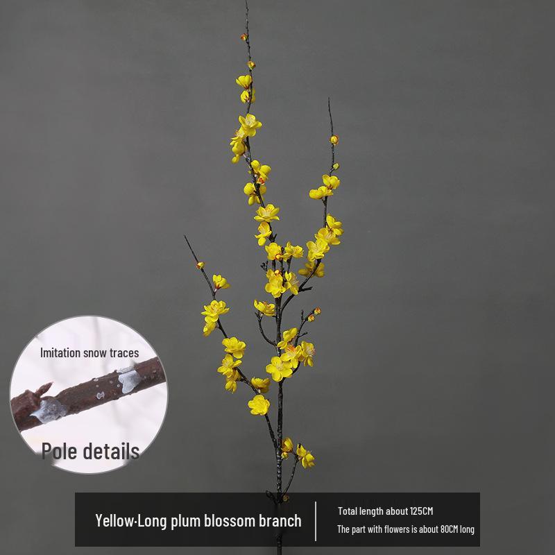 Artificial Plum Blossom Branch Decor - Winter Peach & Dried Flower Bouquet for Living Room, Chinese Home Decoration