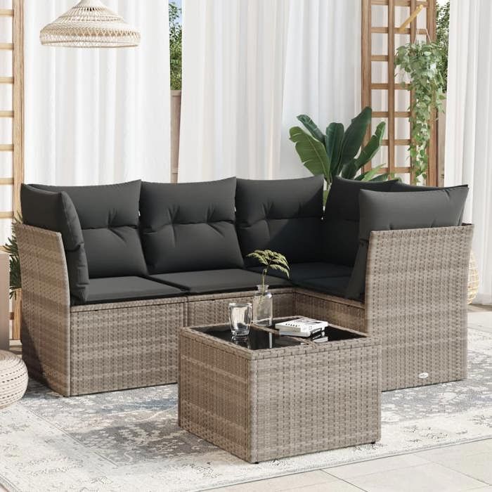 VidaXL Garden Lounge Set with Cushions 5 Pcs, Sofas with Adjustable Feet, Outdoor Furniture Set Patio Terrace, 3217592