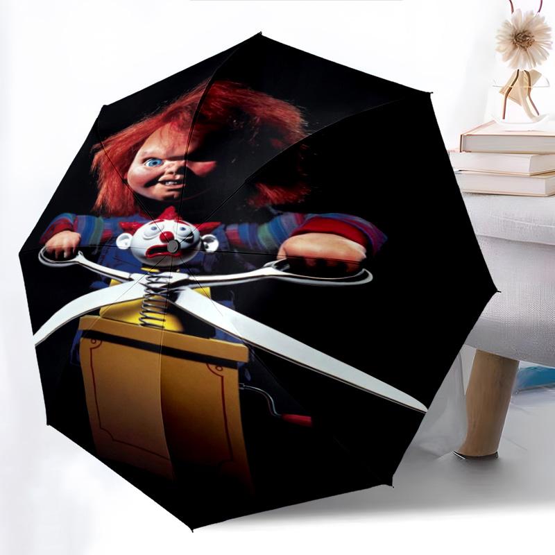 Horror Icons Unite Folding umbrella travel 8 paraphenoid bones Sun umbrella Umbrella printing