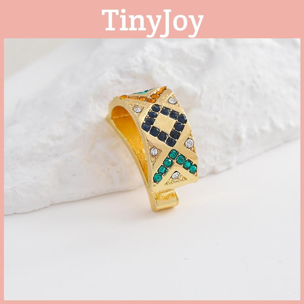Alloy Colorful Stylish Gemstone Ear Cuffs For Women Geometric Design