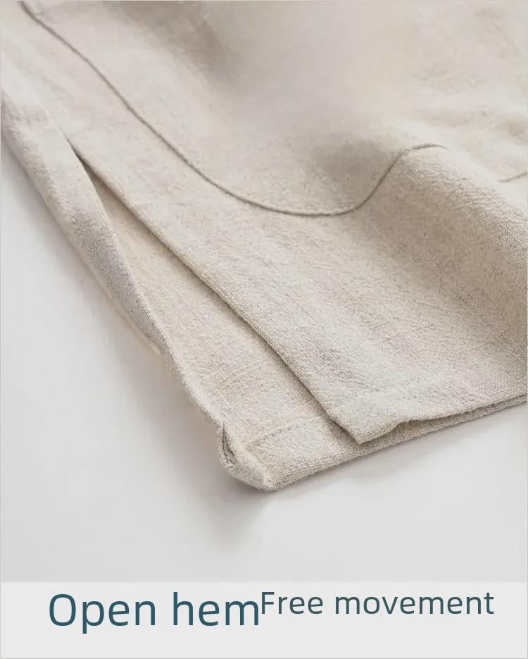 Chinesischer Stil Herren Langarm Baumwoll-Leinen Tang Anzug für mittlere und ältere Jahre - Retro Knöpfe Tai Chi Outfit