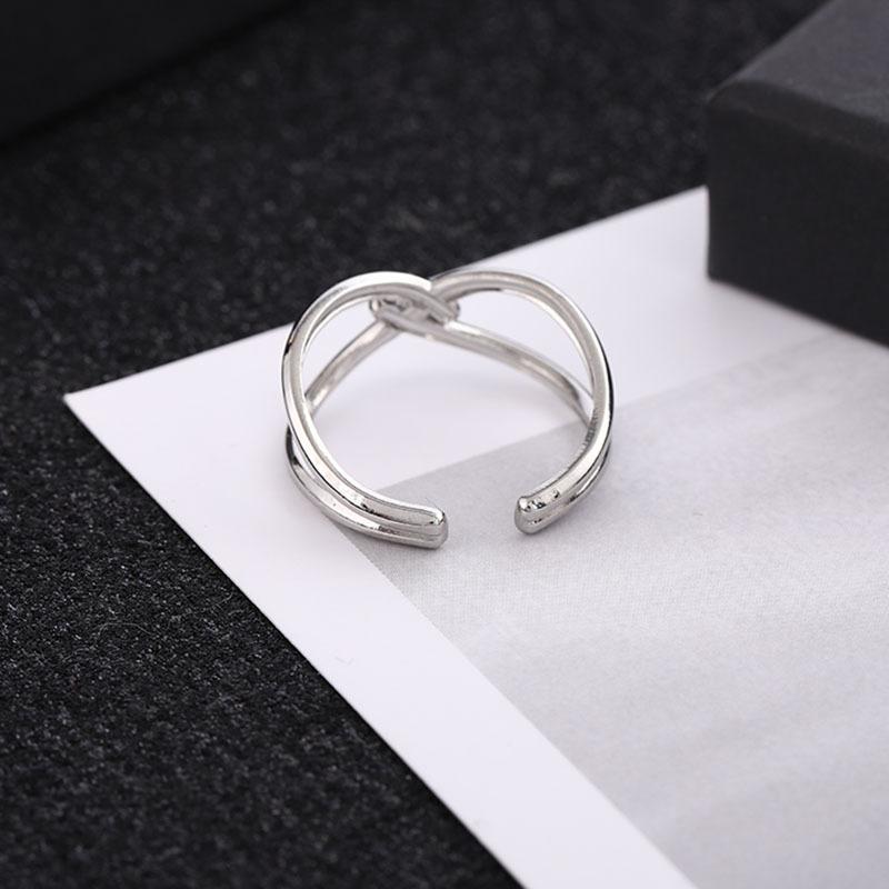 Simple Stylish Cross C Ring Neutral Vintage Opening Adjustable Oil Pressure Ring Jewelry