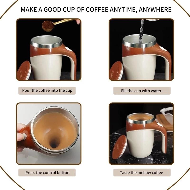 Premium 380ML Self Stirring Coffee Mug 304 Stainless Steel Milk Cup Automatic Mixing Cup Portable Electric Blender Creative Water Cup