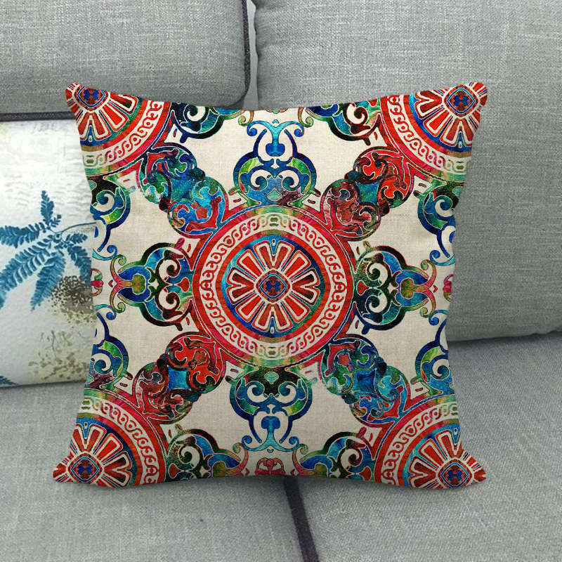 Bohemian Geometric Patterns Digital Printing Short Plush Pillow Covers For Car Sofa Office Cushion Cover Home Goods