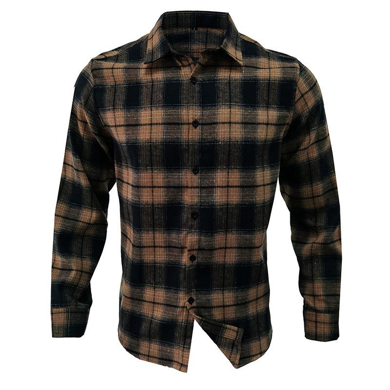 Men S Long Sleeve Flannel Plaid Shirt Thick Autumn Winter