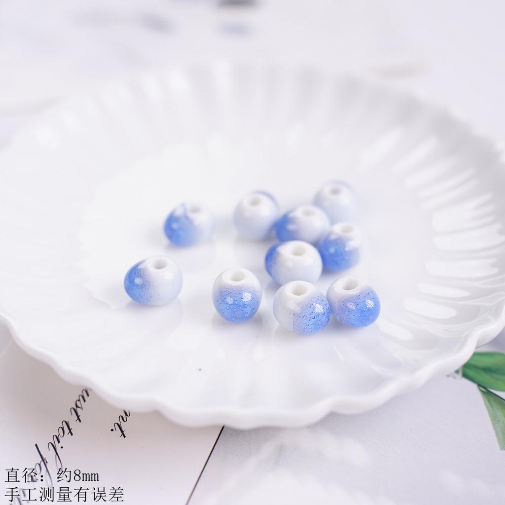 8Mm Ceramic Round Beads Water Drop Ice Crack DIY Accessories, Loose Beads Bracelet Necklace Material Bag Tail Beads
