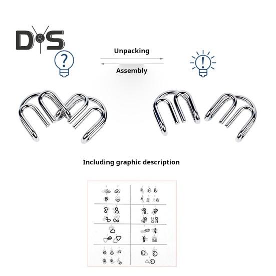 8 sztuk/zestaw Metalowy pierścień do układania łamigłówek 3D Drut Puzzle Gra Dzieci Dorośli Logika Umysł Test IQ Edukacyjny Odblokuj Blokada Zabawka Maluchy Chłopcy Dziewczęta Prezent