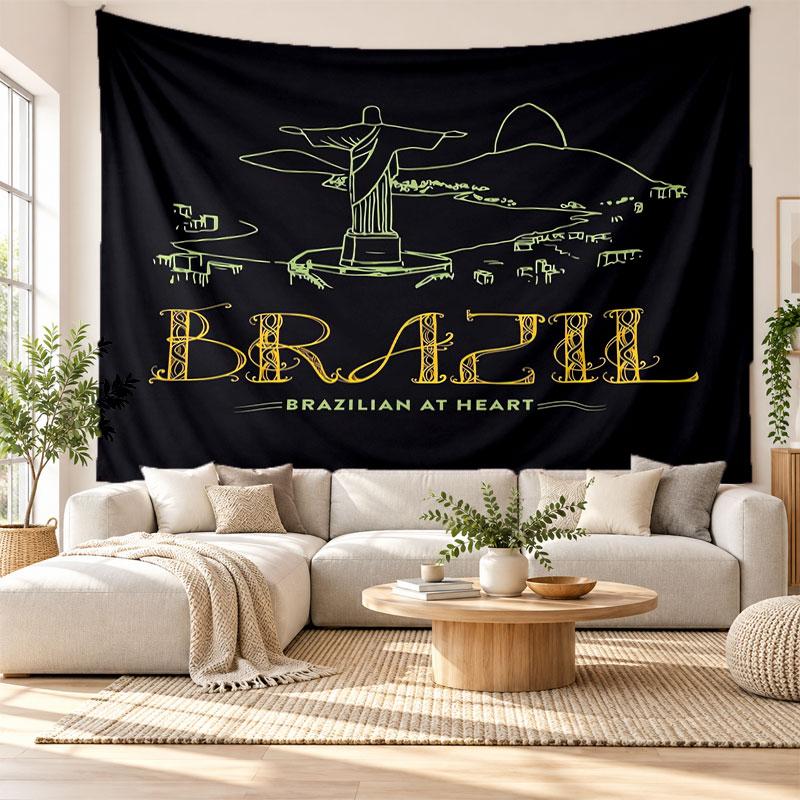 Brazil National Football Team Wall Tapestry, Soft Fabric Wall Hanging, Decorative Backdrop For Bedroom Home Wall Art