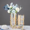 Glass Metal Vase Hollow Gold Metal Frame Branches Rattan Transparent Flower Vase Flower Arrangement Hydroponics Home Decoration