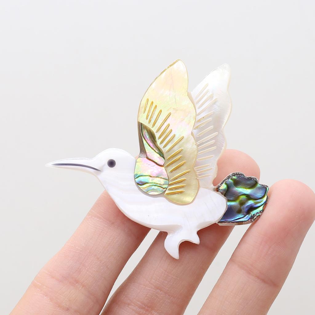 1Pc, Handmade Natural Shell Bird Brooch Pin, Unique Animal Brooches Gift for Women Jewelry, Birthday Gift Idea, Cheapest Items Available