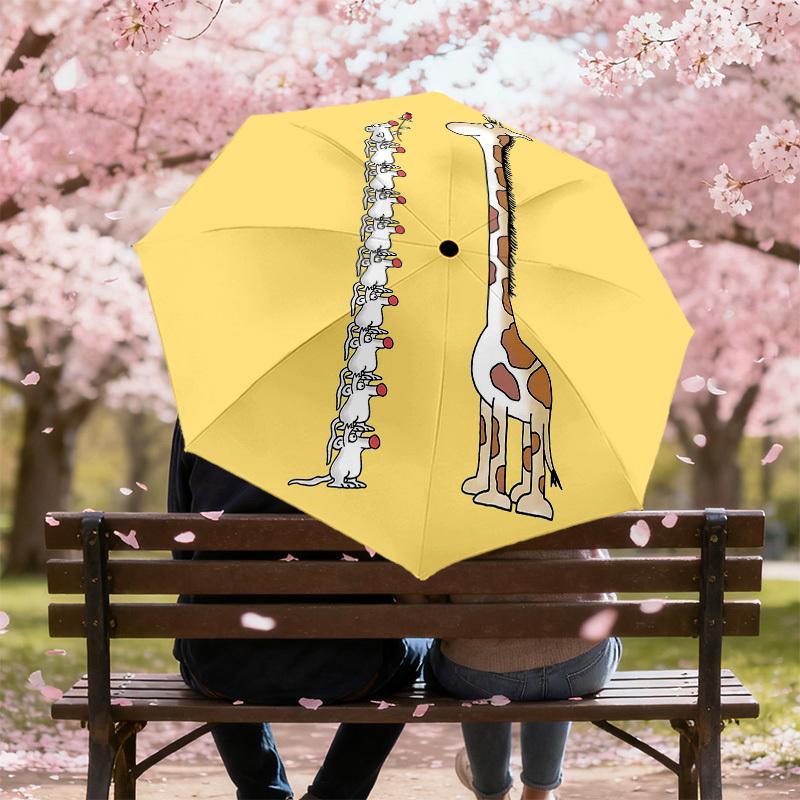 1PC giraffe mouse Umbrella-8-Rib Reinforced, Automatic Open, Lightweight & Durable, Cute Fashion Accessory for Outdoor-P96
