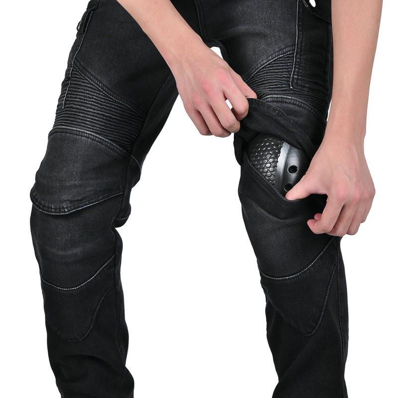 Mens Winter Motorcycle Riding Jeans With Reinforced Padding Warm Cotton Blend Biker Pants Cold Weather