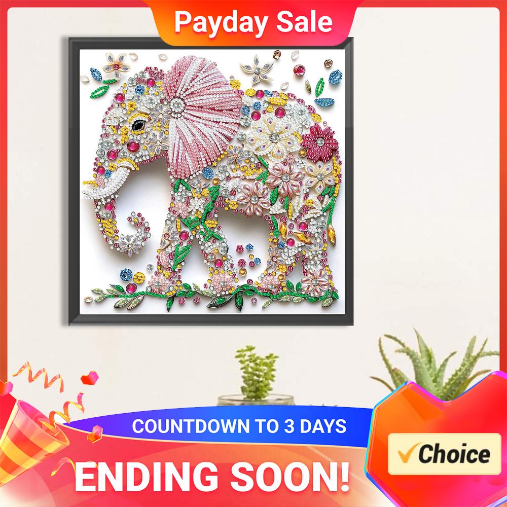 Elephant Special Shaped 5D DIY Partial Drill Diamond Painting Kits for Adults Home Wall Decor Crystal Diamond Art 11.81x11.81in