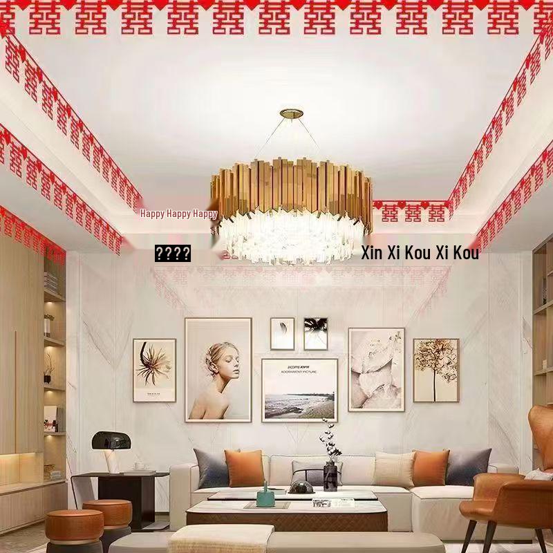 Wedding Room Decor Set: Ceiling, Streamers & 'Xi' Curtains for Bride's Bedroom & Groom's Stairs