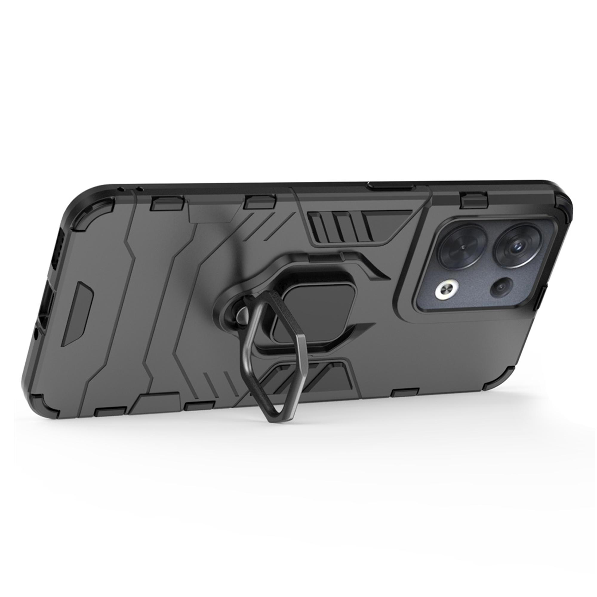 

Ring Kickstand Drop-proof Phone Case for Oppo Reno8 5G (Global Version)/Oppo Reno8 5G,Soft TPU+Hard PC Hybrid Cover Black