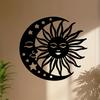 1pc Sun Moon Metal Wall Art, Celestial Silhouette Sculpture Striped Design Black White Stars, Modern Home Wedding Indoor Wall Decor