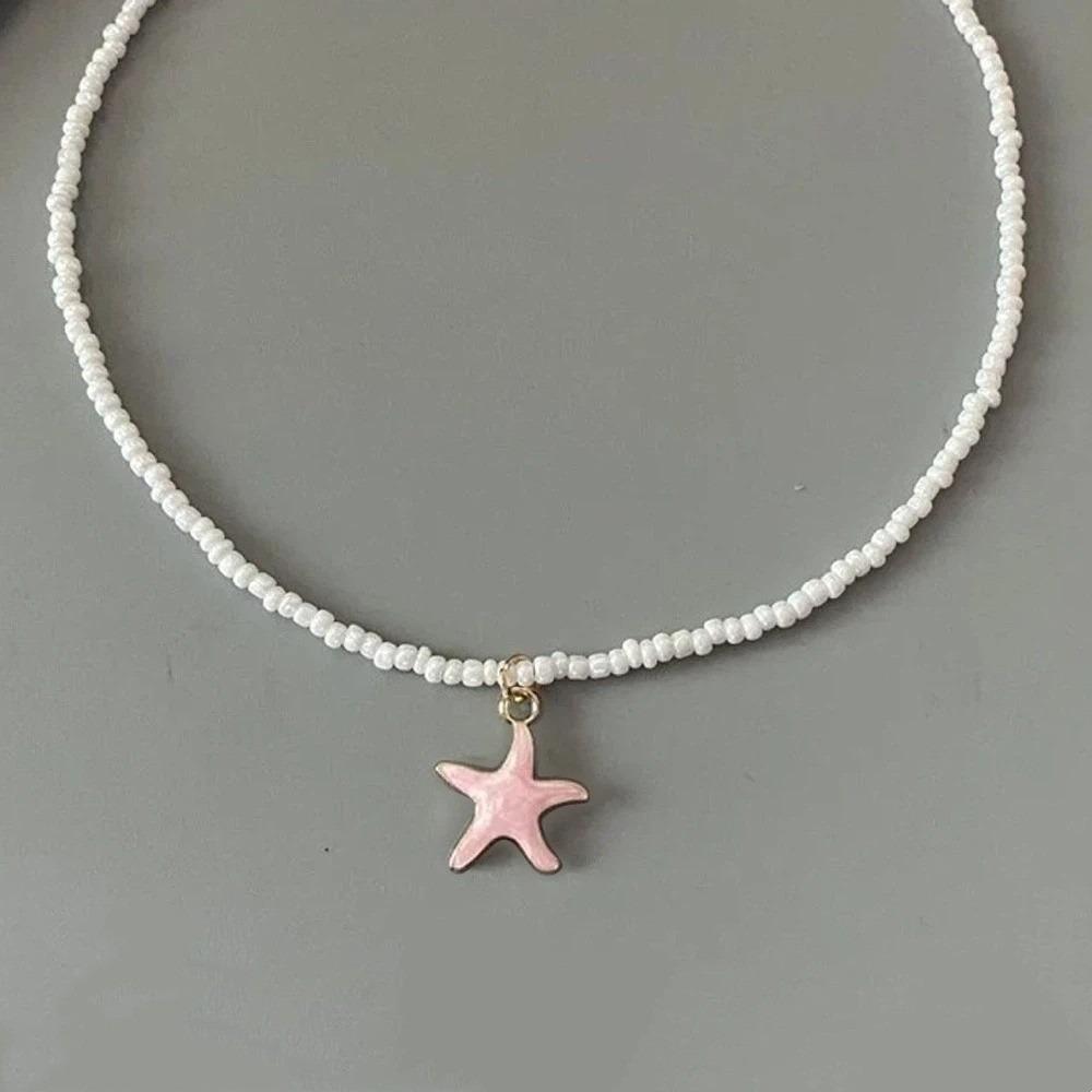 

Chain Short Women Necklace Beads Romantic Choker New Starfish Necklace Party Wear Style C