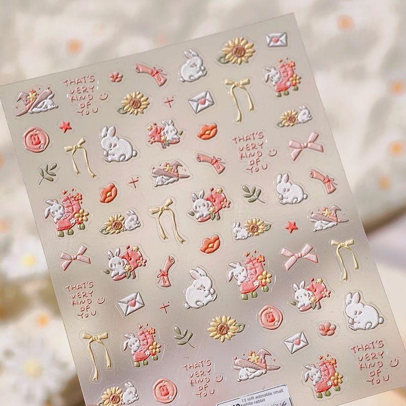 

Qiji Letter Rabbit Bows Three-Dimensional Relief Nail Sticker Waterproof Nail Sticker Decorative Decals Ornament 4043 TS-4043 (stereo)