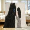 Printed Flannel Blanket - Black Cat Series, Soft & Skin-friendly Warm Throw, Cozy for Home, Bedroom, Movie Night, Halloween & Christmas