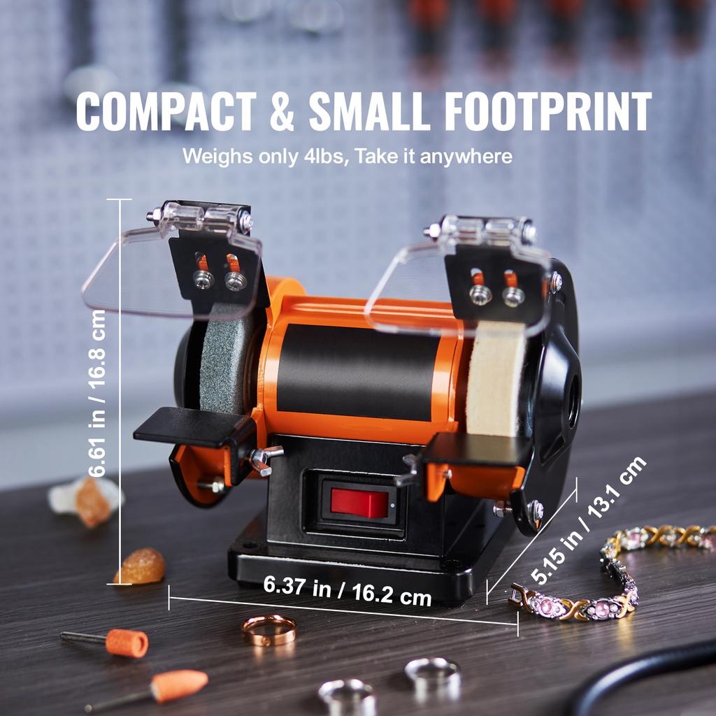 SucceBuy 3in Jewelry Polisher Buffer Brushless Adjustable Speed Mini Multi-purpose Bench Grinder Polishing Machine for Gemstones