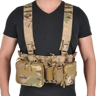 Taktische Brustweste Rig Bag Feldtrainingsweste Multifunktionaler Camouflage-Gurt mit Mehreren Taschen Outdoor Camping CS Match Pack