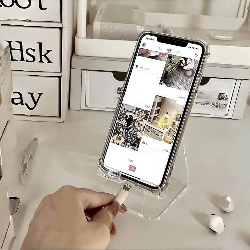 Acrylic Transparent Minimalist Ins Foldable Phone Holder Desktop Lazy Tablet Stand For iPhone iPad Galaxy Tab Smartphone Bracket