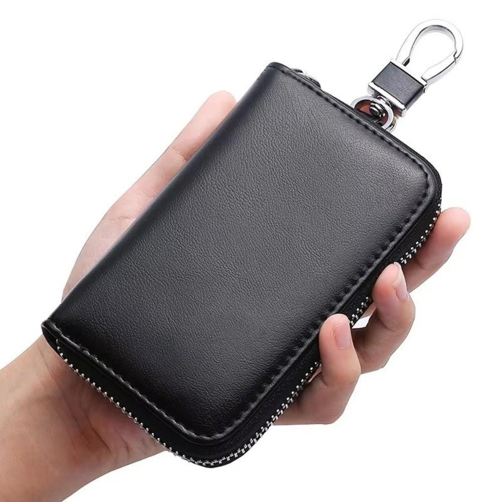 Retro PU Key Holder Portable Zipper Key Bag Universal Fit Car Key Wallet Household
