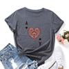 Summer Round Neck Red peach A Printed Top Fashionable Casual Pure Cotton Short Sleeved Women's T-shirts