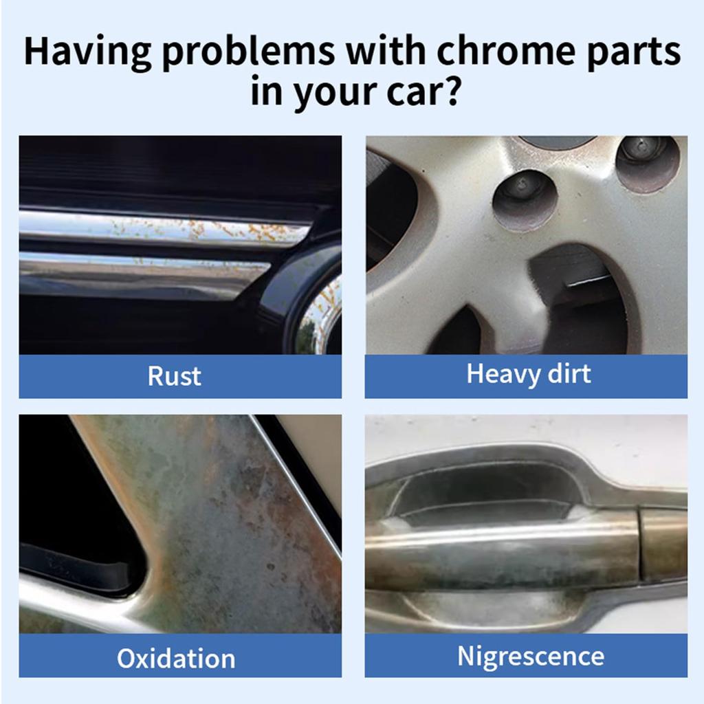 Chrome Polish, Chrome Plated Restoration Polish, Antioxidant + Mirror Polished Reproduction, 3.5 Oz (100