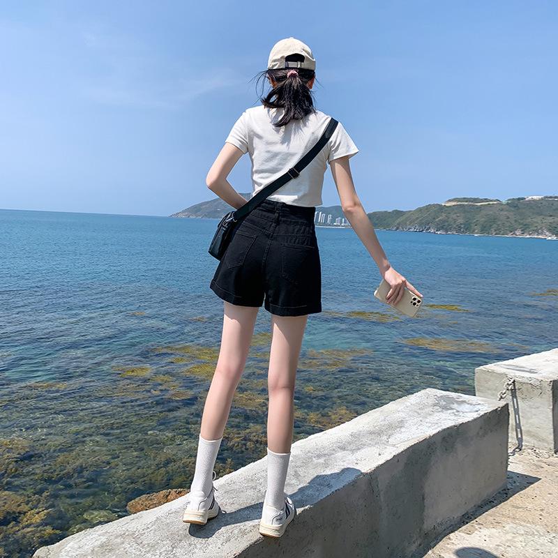 Women's 2022 High-Waist A-Line Denim Shorts: Summer Slimming, Versatile, Plus Size, Wide Leg