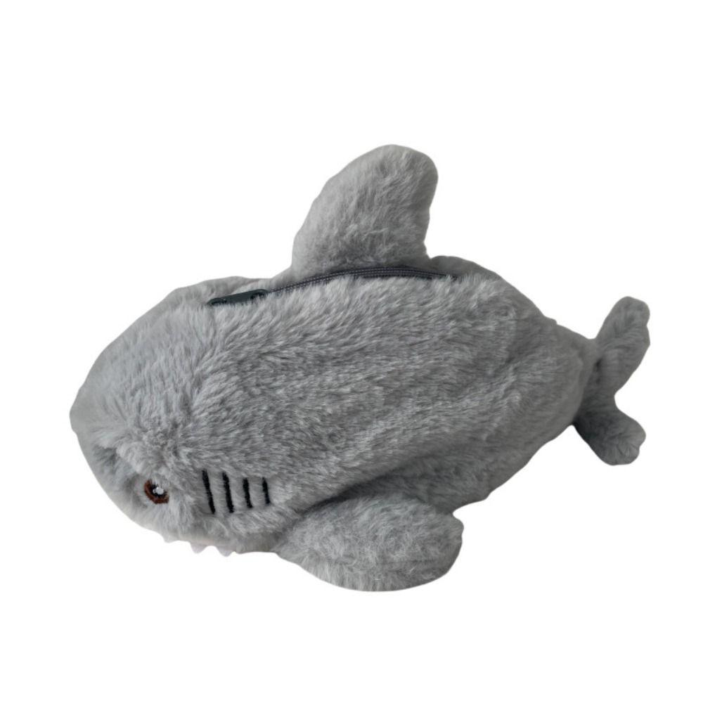 Big Shark Cartoon Pencil Bag Open Mouth Fluffy Pencil Bag Plush Pencil Bag  Stationery