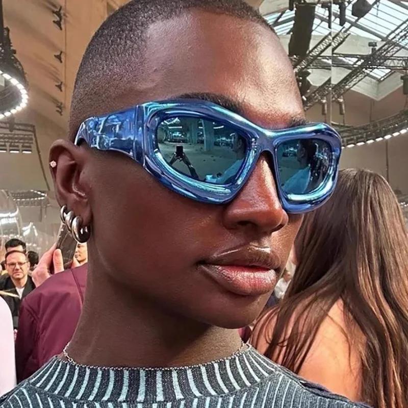 Y2K Oversized Big Frame Punk Square Sunglasses Women For Men Vintage Sun Glasses Luxury Brand Designer Steampunk Mirror Shades