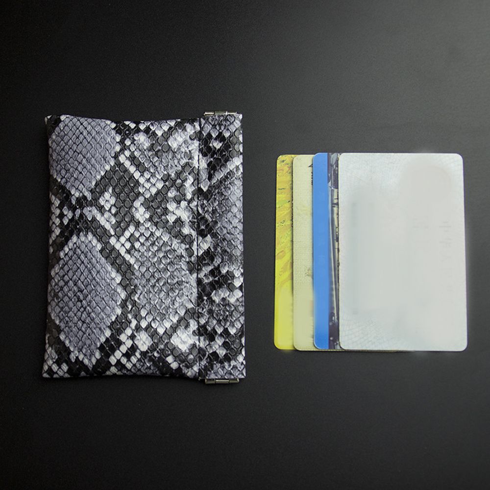Money Change Bag Snake Texture Brown Men Wallets with Keyring PU Leather Card Holders Coin Purse