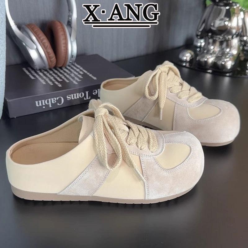 

Leather inner height-increasing women s shoes summer new bag head half slippers outer wear thick-soled one-pedal single shoes 39
