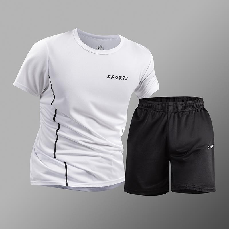 

Men s Summer Suit Quick-drying Sports Suit Men s Outdoor Running Suit Loose Two-piece Fitness Suit XL білий