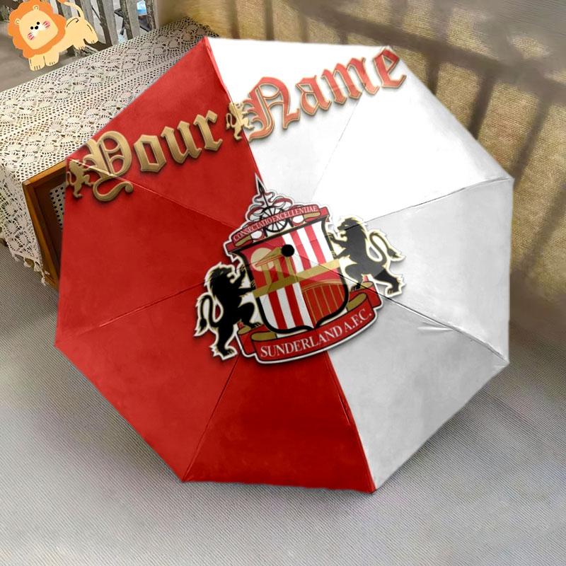 1 PC Automatic Folding Umbrella - Sunderland A.F Custom Name Pattern, Portable & Foldable Design with 8 Ribs, Christmas Birthday Gifts