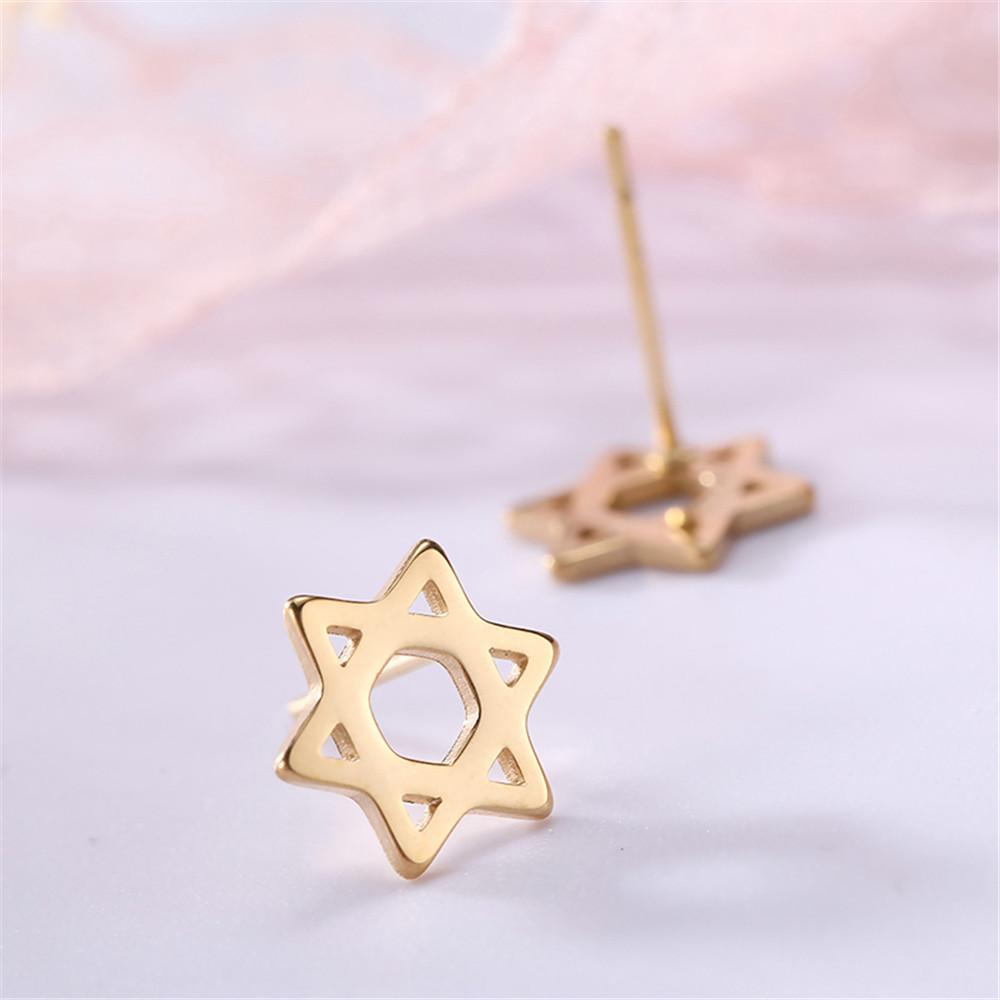 Orecchino a Perno Esagramma Stella di David per Donna Acciaio Inossidabile Orecchini a Perno Dorati Israele Ebraismo Gioielli
