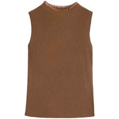 Spring and Summer Slim Half Turtleneck Sweater Round Neck Solid Color Knitted Thermal Inner and Outer Vest